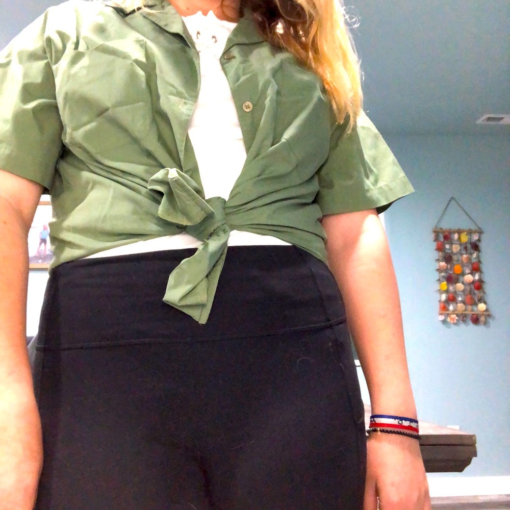 Green short sleeve button up